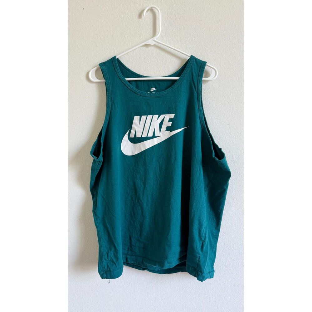 Nike The Nike Tee XL Teal Green Oversized Logo Tank Top Swoosh Sleeveless